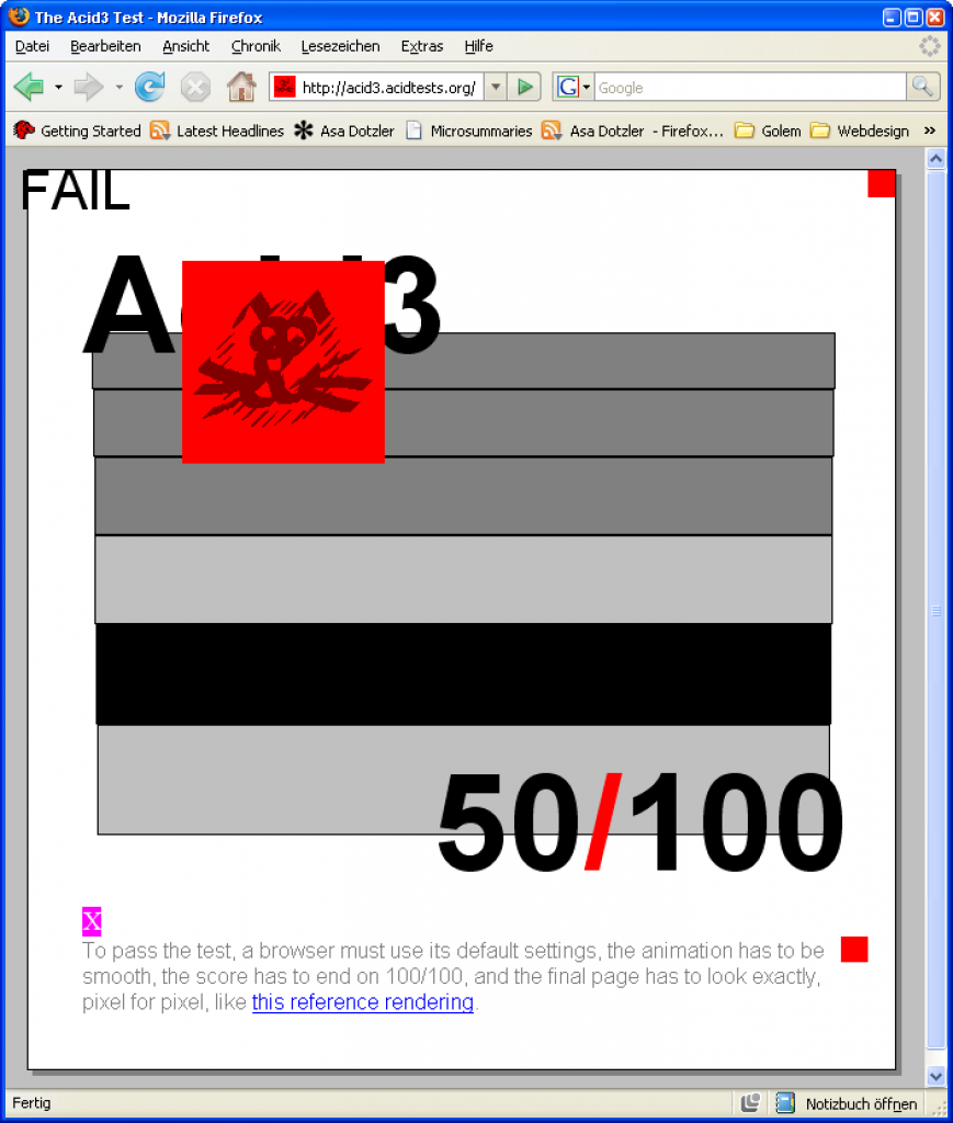 [04/03/2008] ACID3 Testscreen (Bild: Golem.de)