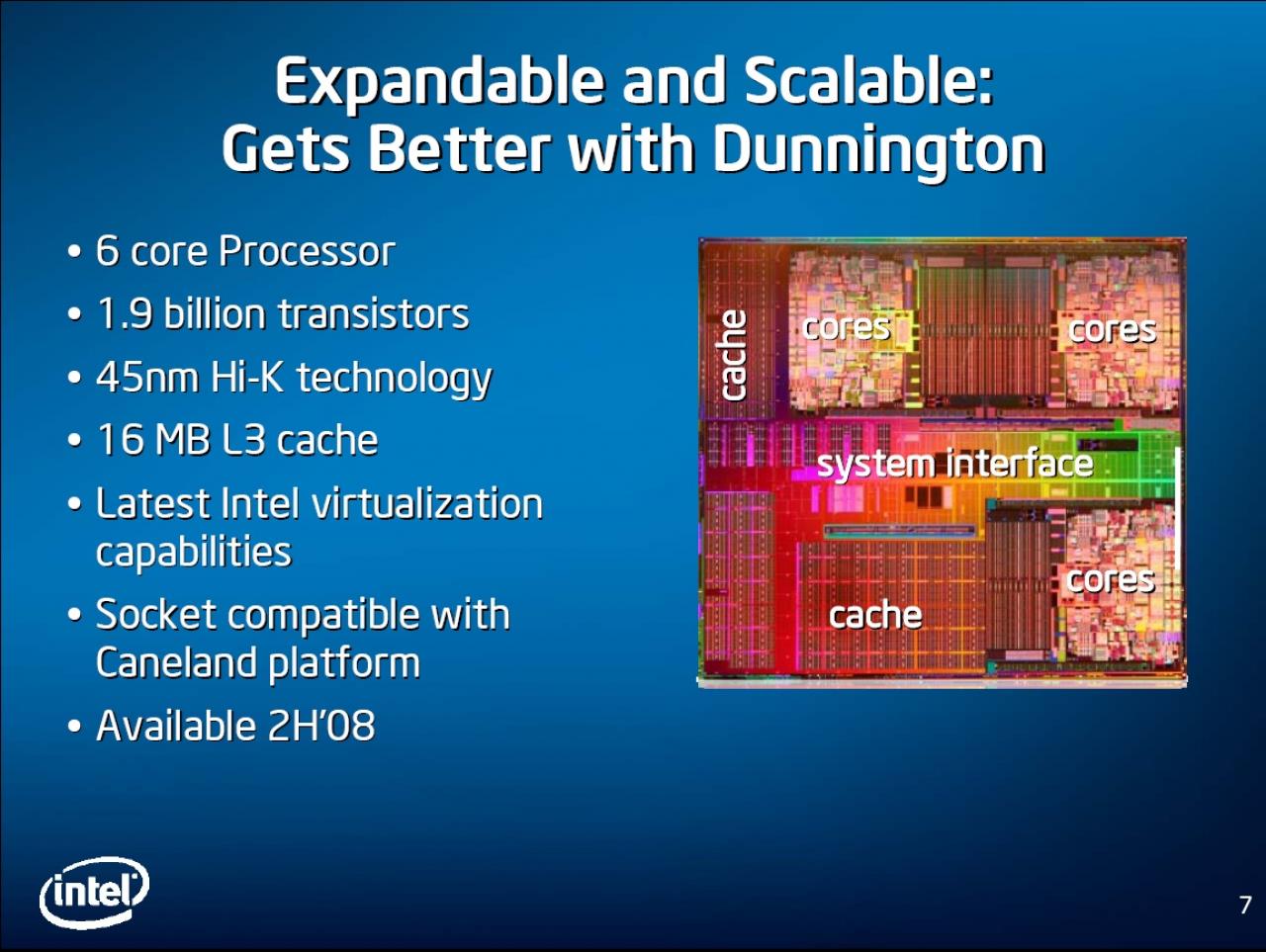 [17/03/2008] Die erste Sechs-Kern-Server-CPU: Dunnington (Bild: Intel)