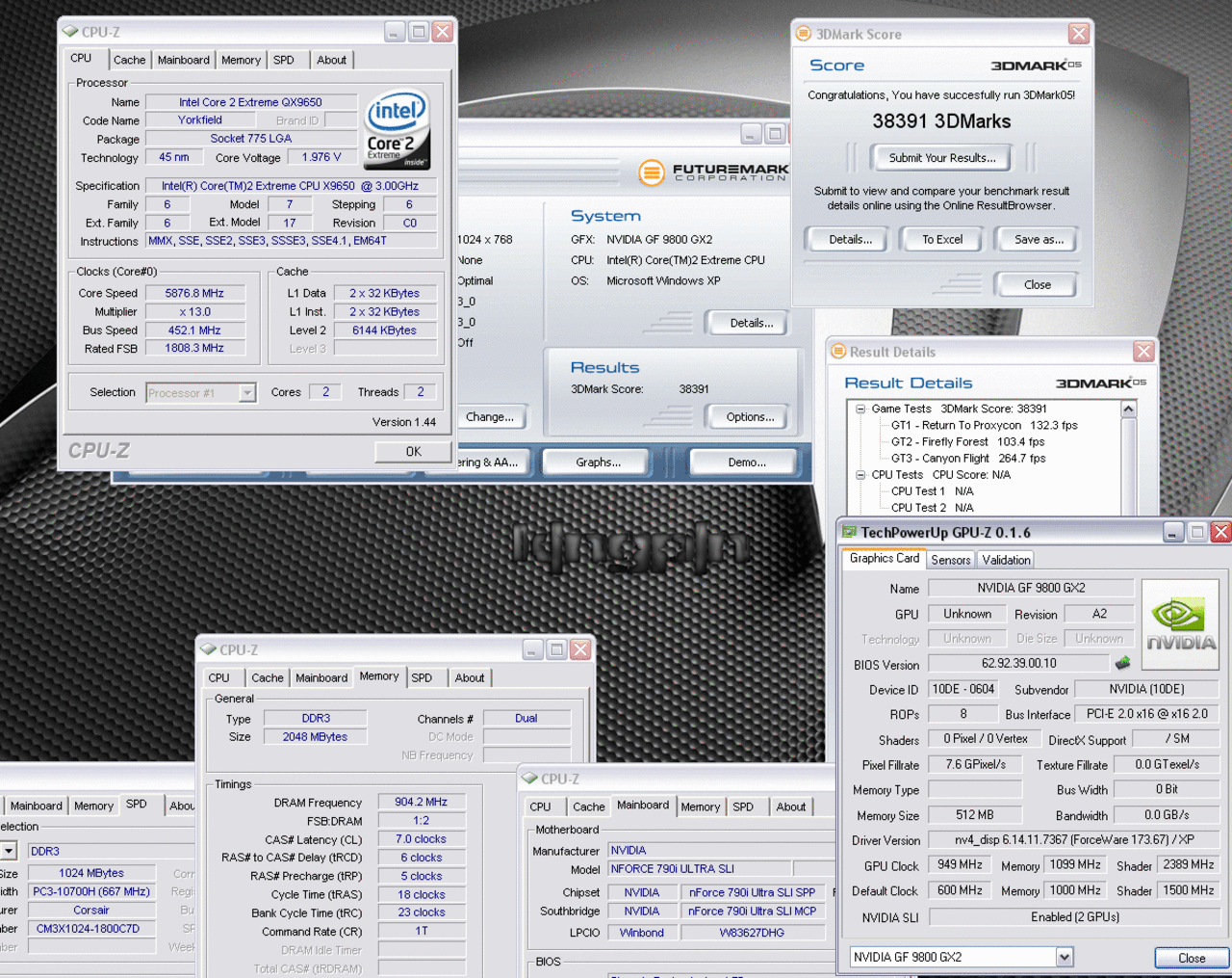 [17/03/2008] EVGA 9800GX2 auf 790i Ultra SLI 3DMark 2005 unter LN2 (Bild: kingpin)