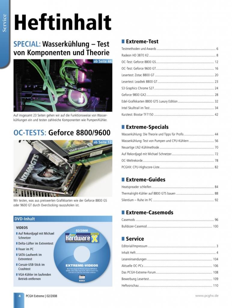 [13/03/2008] Der Heftinhalt: Top-Thema: Geforce 9800 GX2 im Test