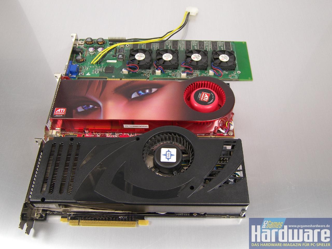 [13/03/2008] Voodoo5 6000, Radeon HD 3870 X2 und Geforce 8800 Ultra im Vergleich (Bild: PCGH)