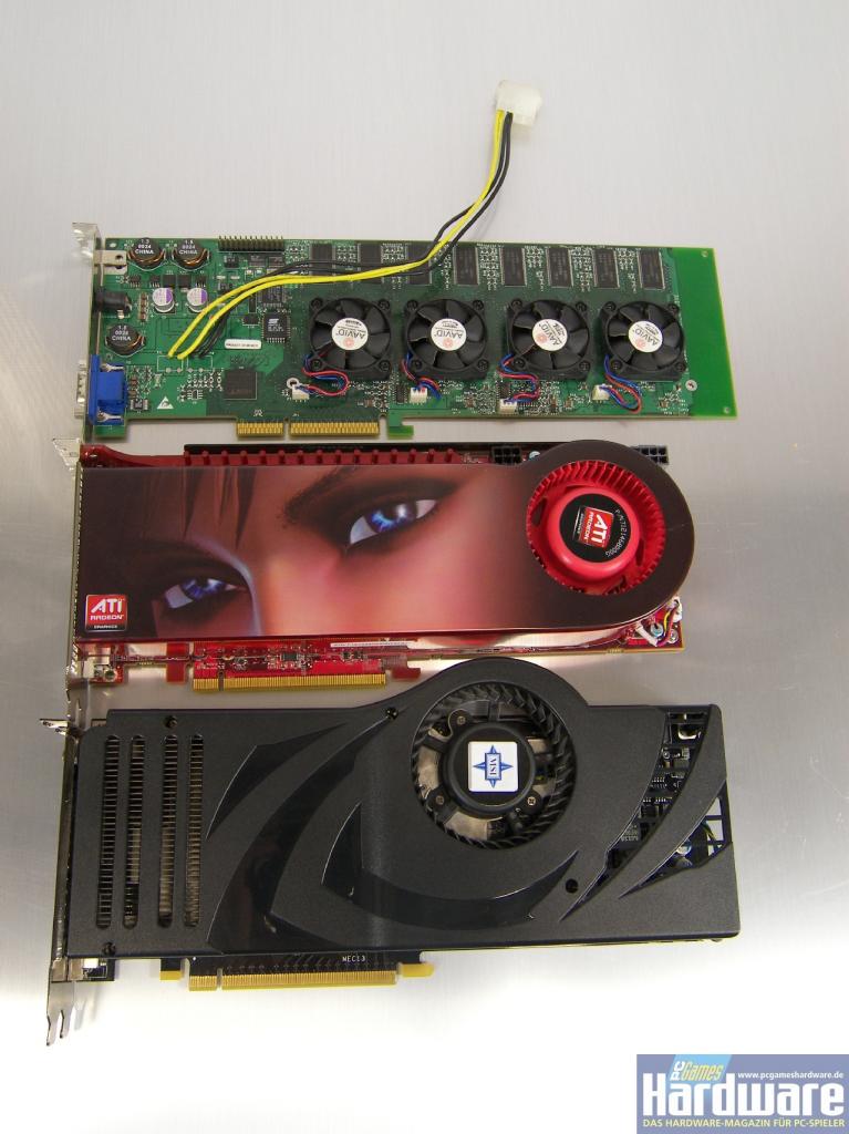 [13/03/2008] Voodoo5 6000, Radeon HD 3870 X2 und Geforce 8800 Ultra im Vergleich (Bild: PCGH)