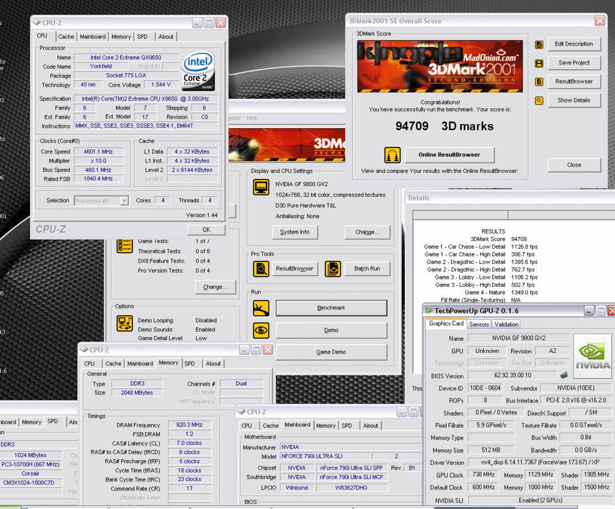 [17/03/2008] EVGA 9800GX2 auf 790i Ultra SLI 3DMark 2001 unter Luftkühlung (Bild: kingpin)