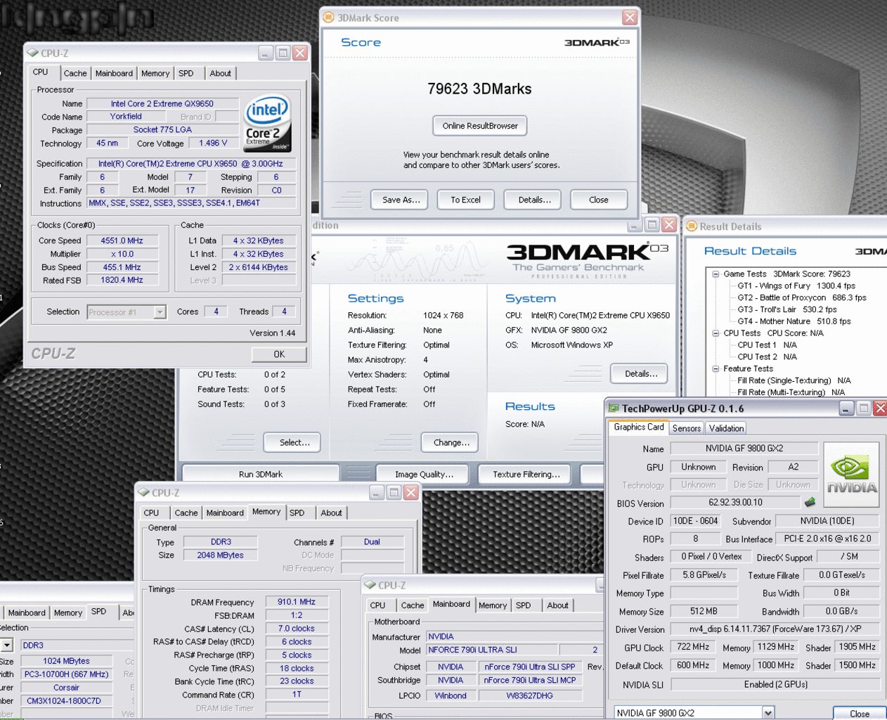 [17/03/2008] EVGA 9800GX2 auf 790i Ultra SLI 3DMark 2003 unter Luftkühlung (Bild: kingpin)