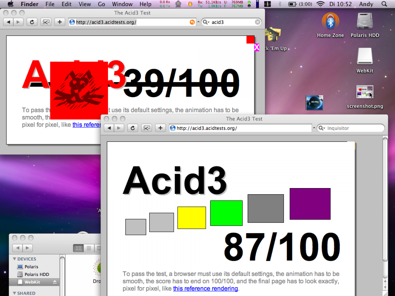 [04/03/2008] ACID3 Testscreen (Bild: Golem.de)