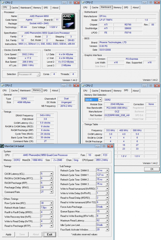 [04/04/2008] AMD: Dank eines Multiplikators von 17 erreicht der Phenom 9850 BE einen Takt von 3.500 Megahertz