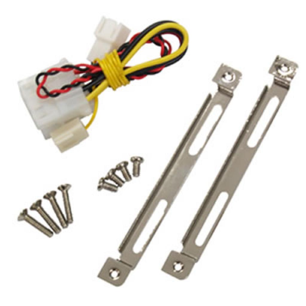 [24/04/2008] Scythe Kaze Jyu Slim: Neben zwei Befestigungsschienen liegt auch ein 3-zu-4-Pin-Adapter dem Lierfumfang bei (Bild: Scythe)