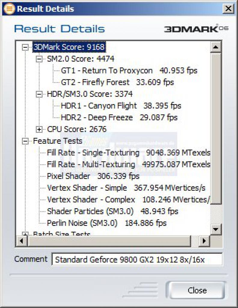 [14/04/2008] Standard Geforce 9800 GX2 im Benchmark-Test: 3DMark06, 1.920x1.200, 8x FSAA, 16:1 AF.
