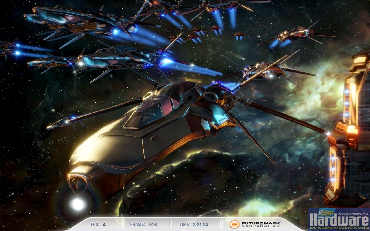 [28/04/2008] 3DMark Vantage: Die besten Bilder aus Graphics Test 2 (Calico) mit maximaler Bildqualität (Extreme-Setting: 1.920x1.200, 4x Multi-Sampling, anisotropes Filtern, Texturen, Schatten, Parallax Occlusion Mapping und volumetrisches Rendern auf 