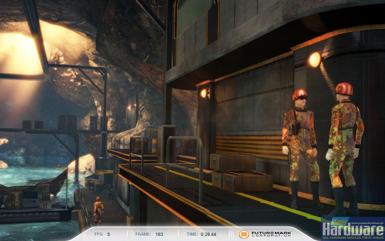 [28/04/2008] 3DMark Vantage: Die besten Bilder aus Game Test 1 (Jane Nash) mit maximaler Bildqualität (Extreme-Setting: 1.920x1.200, 4x Multi-Sampling, anisotropes Filtern, Texturen, Schatten, Parallax Occlusion Mapping und volumetrisches Rendern auf 