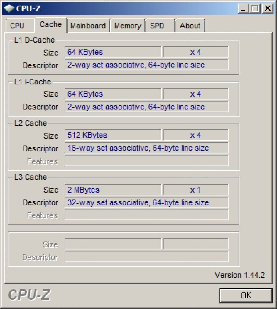 [18/04/2008] CPU-Z: Die Infos zum Cache.