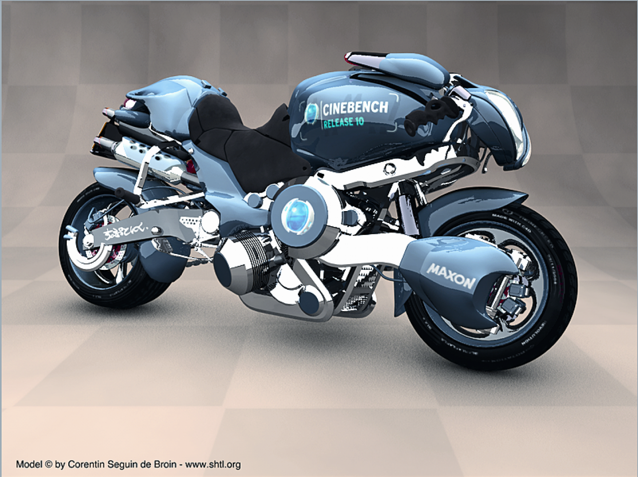 [03/04/2008] Raytracing: Der fertige Ergebnis - viele Details, korrekte Beleuchtung.