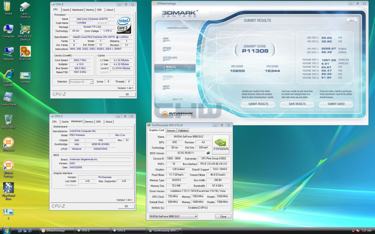 [28/04/2008] 3DMark Vantage:Die 9800 GX2 erzielt über 10.000 Punkte (Bild: CHW)