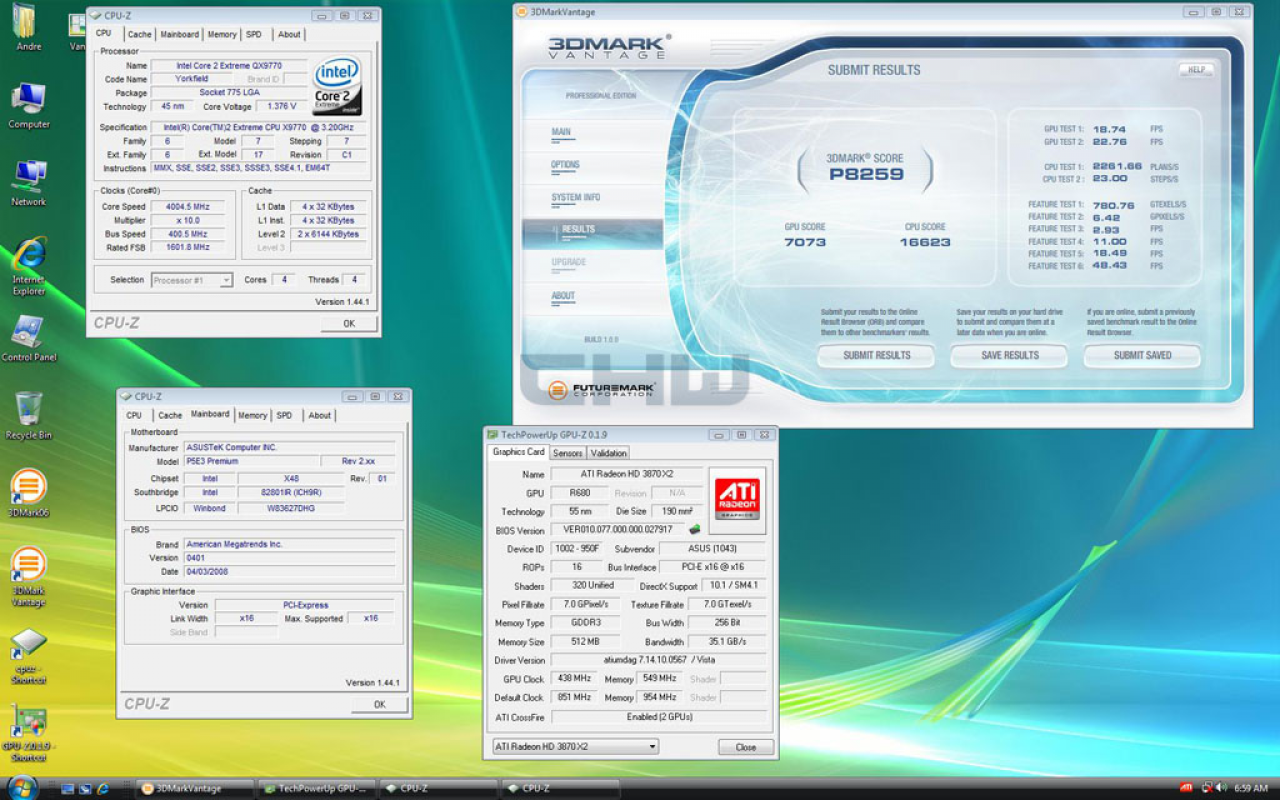 [28/04/2008] 3DMark Vantage: Die Hd 3870 X2 kommt auf gut 8.000 Punkte (Bild: CHW)