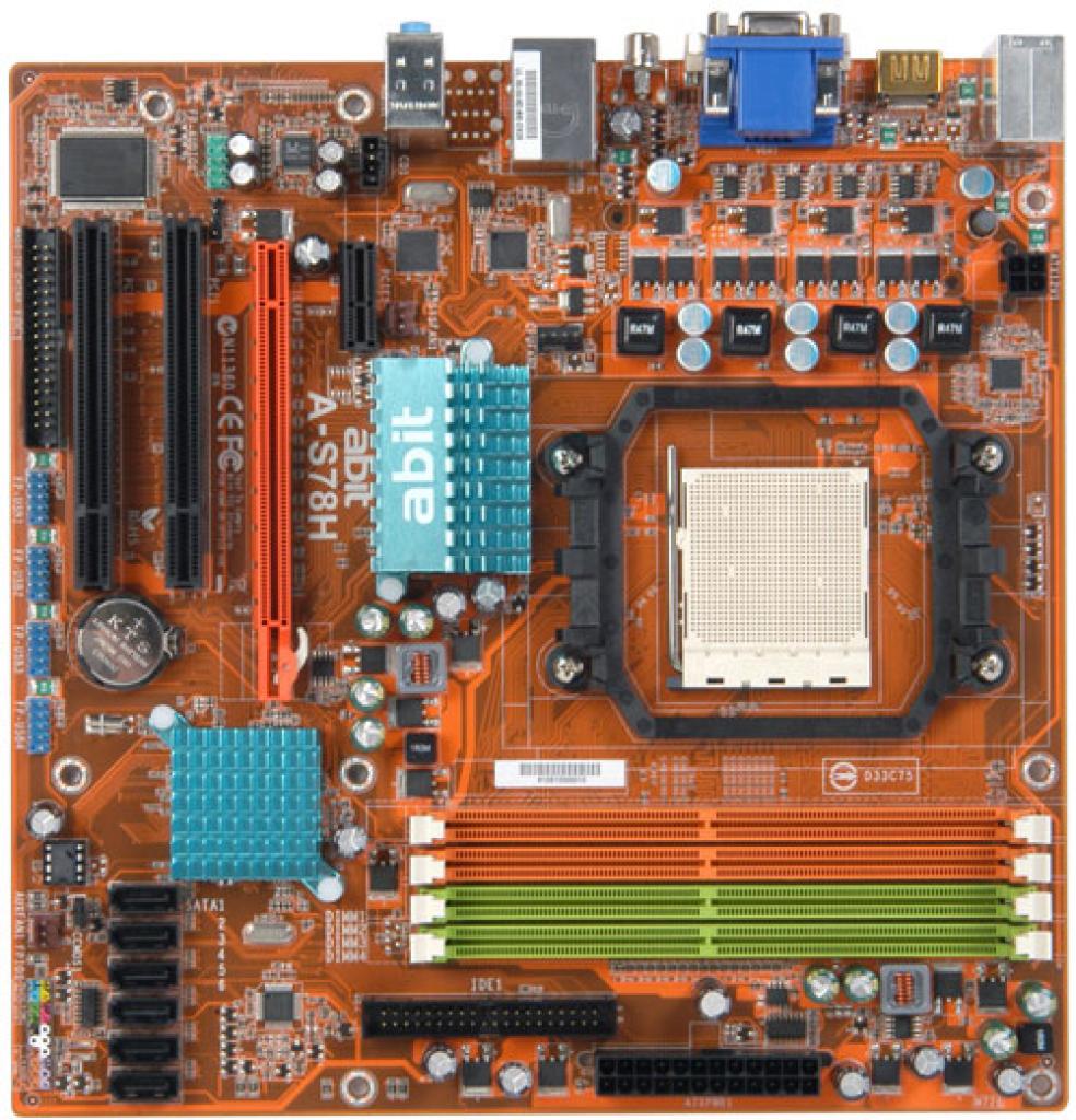 [09/04/2008] Abit A-S78H: Die Plaine im micro-ATX-Format unterstützt alles Prozessoren für den Sockel AM2+ sowie Hybrid-CrossfireX (Bild: Abit)