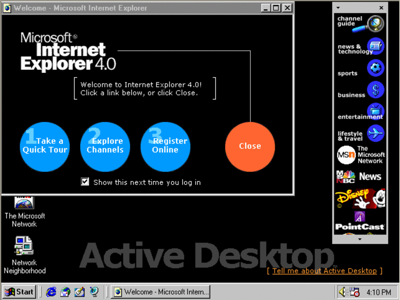 [07/04/2008] Internet Explorer 4: Active Desktop in Aktion