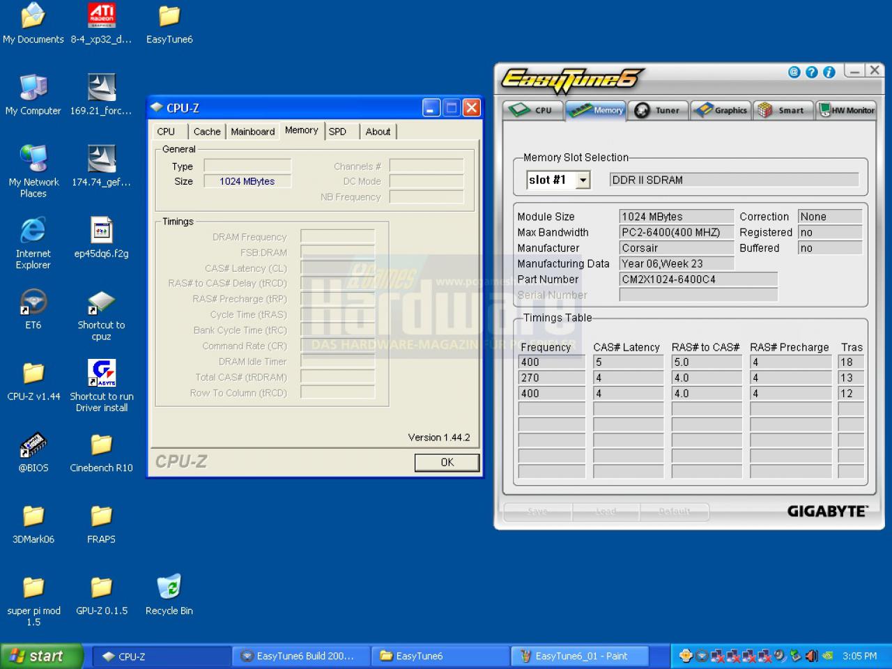[09/05/2008] Easy Tune 6 im Vergleich mit CPU-Z (Bild: PCGH)