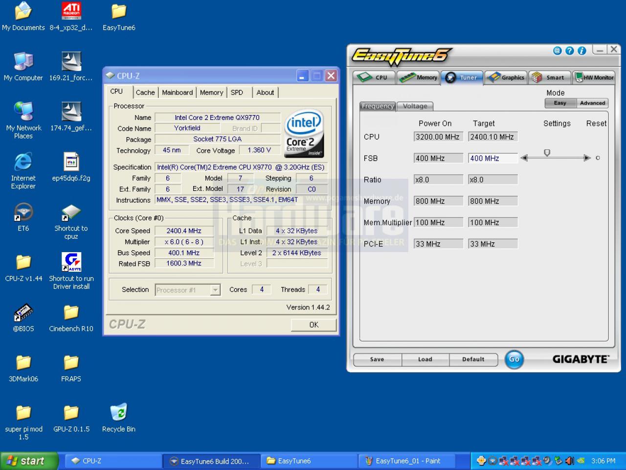 [09/05/2008] Easy Tune 6 im Vergleich mit CPU-Z (Bild: PCGH)