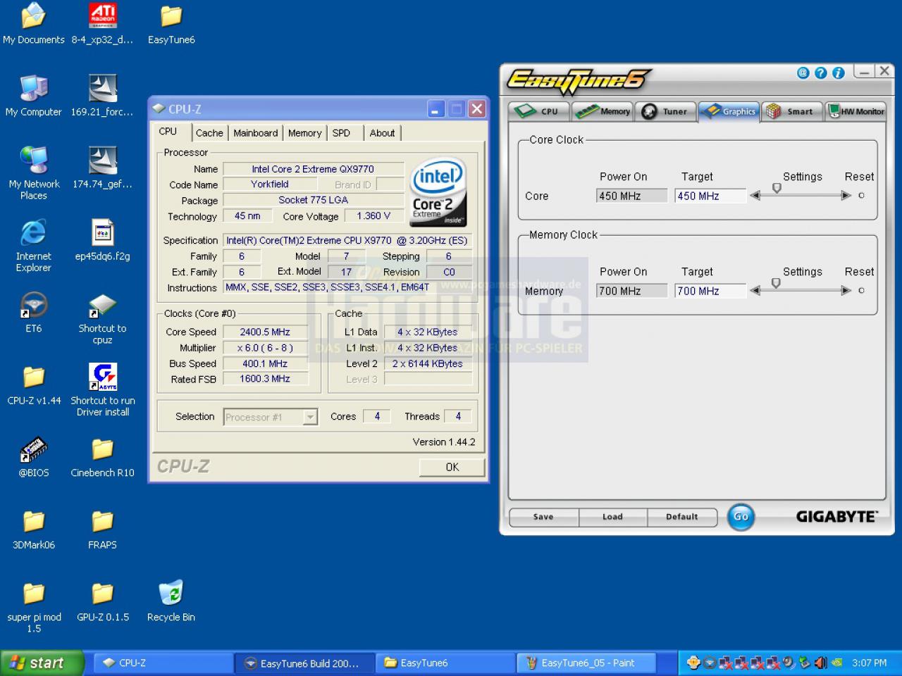 [09/05/2008] Easy Tune 6 im Vergleich mit CPU-Z (Bild: PCGH)