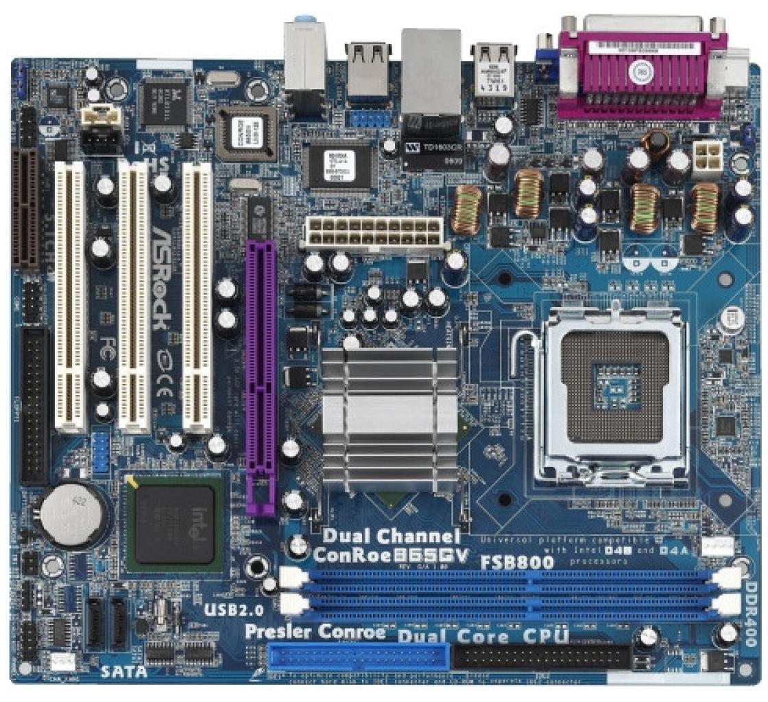 [19/05/2008] Der auf Asrocks ConRoe865PE-Platine verwendete Chipsatz ist mittlerweile fast fünf Jahre alt. (Bild: Asrock)