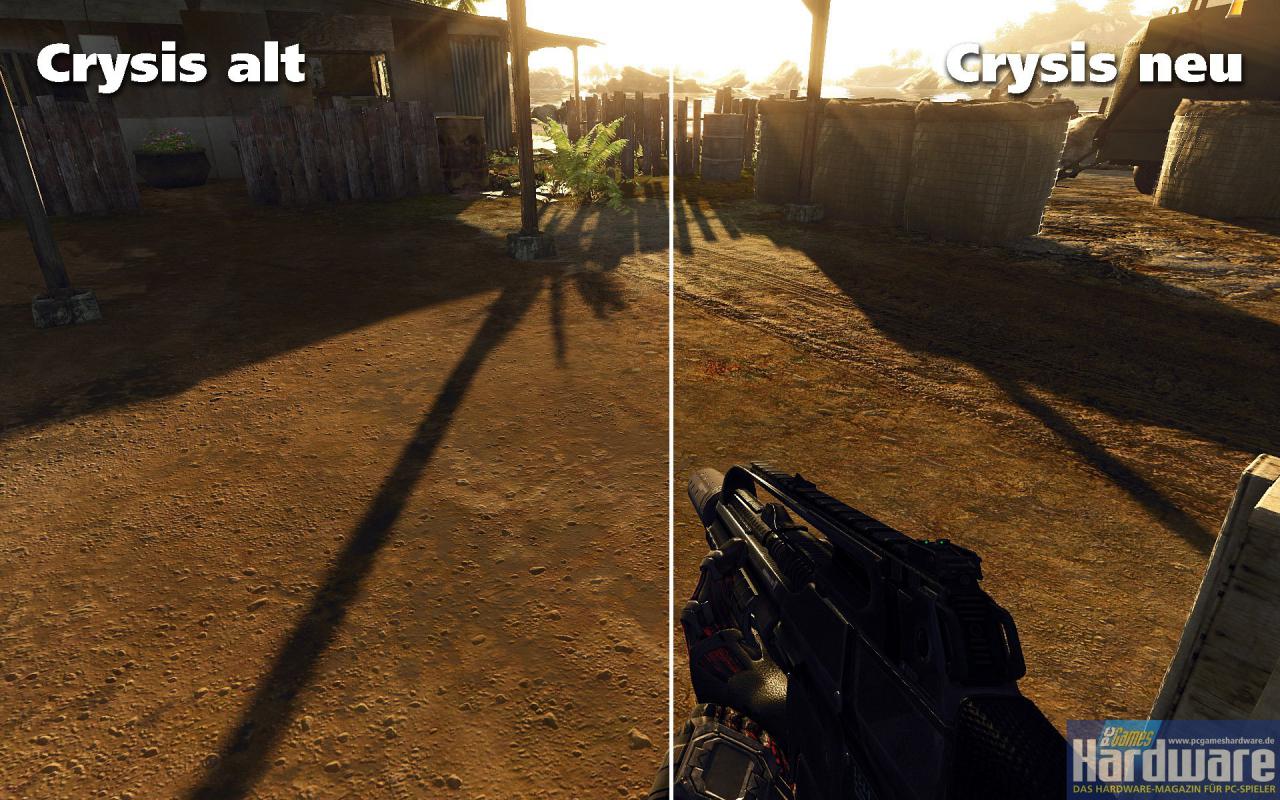 [20/05/2008] Im Forum von Crymod sind erste Bilder eines geplanten Texturmods für Crysis aufgetaucht. Bei den Texturen sieht man sowohl eine erhöhte Sättigung als auch einen besseren Kontrast. Außerdem sind zusätzliche Details erkennbar wie Strukturen am Boden oder an Wänden. Crytek selbst arbeitet an einem offiziellen Texturupdate, das noch dieses Jahr erscheinen soll.
