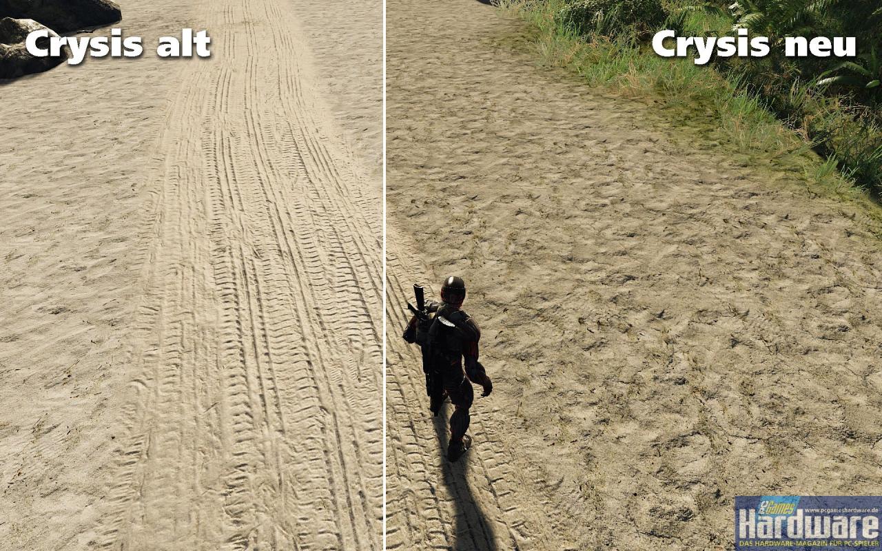 [20/05/2008] Im Forum von Crymod sind erste Bilder eines geplanten Texturmods für Crysis aufgetaucht. Bei den Texturen sieht man sowohl eine erhöhte Sättigung als auch einen besseren Kontrast. Außerdem sind zusätzliche Details erkennbar wie Strukturen am Boden oder an Wänden. Crytek selbst arbeitet an einem offiziellen Texturupdate, das noch dieses Jahr erscheinen soll.