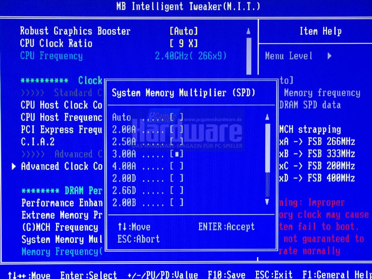 [05/05/2008] Gigabyte EP45-DS4: P45-BIOS-Optionen bei Gigabyte (Bild: PCGH)