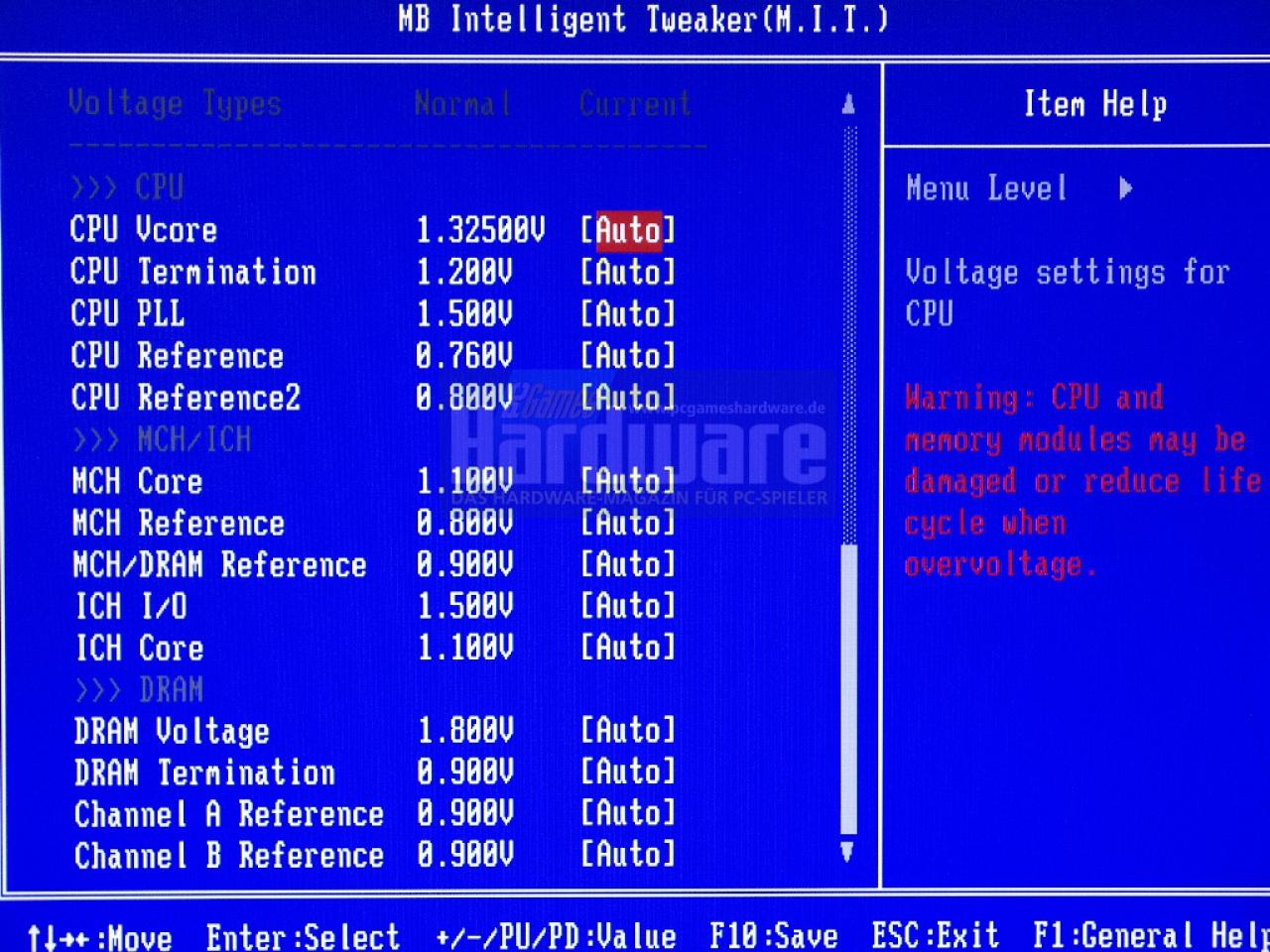[05/05/2008] Gigabyte EP45-DS4: P45-BIOS-Optionen bei Gigabyte (Bild: PCGH)