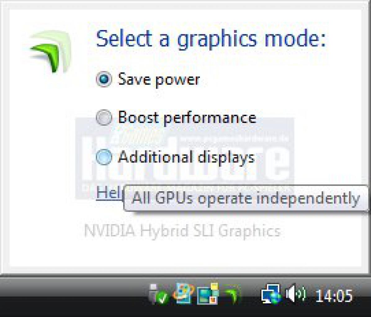 [06/05/2008] Nvidia Hybrid-SLI: Betriebsmodus 3 (Bild: PCGH)