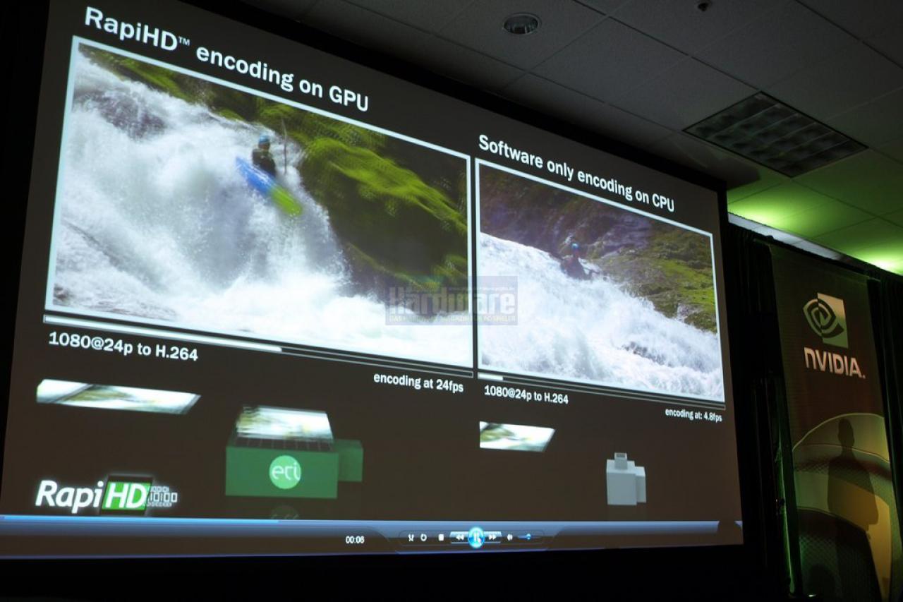 [29/05/2008] Video-Transcoding auf der GPU: Im präparierten Demo wurde ca. Faktor 5 erreicht (Bild: PCGH)