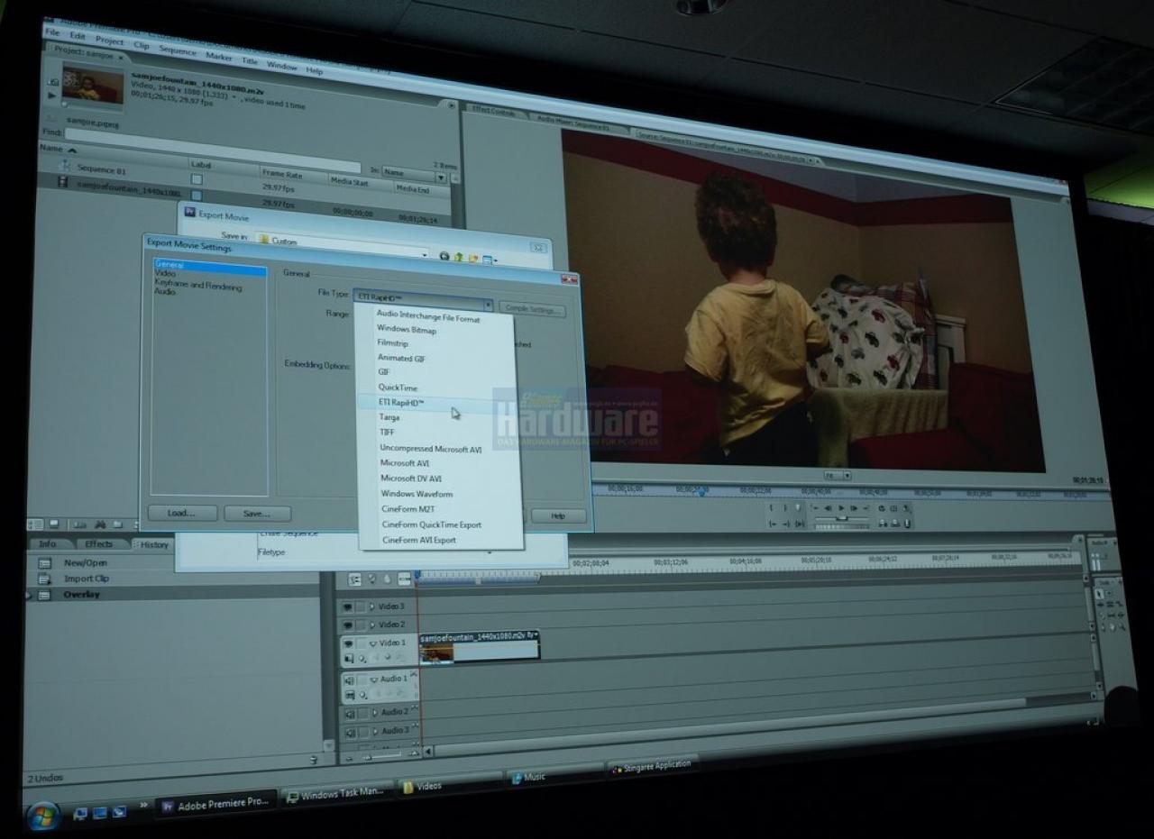 [29/05/2008] Video-Transcoding auf der GPU: Live-Demo mit Adobe-Premiere Plug-In RapidHD (Bild: PCGH)