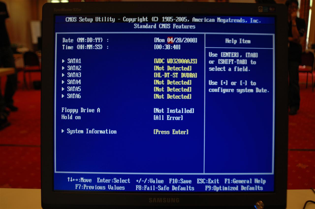 [13/05/2008] BIOS des MSI P45D3 Platinum (Bild: PCGH)