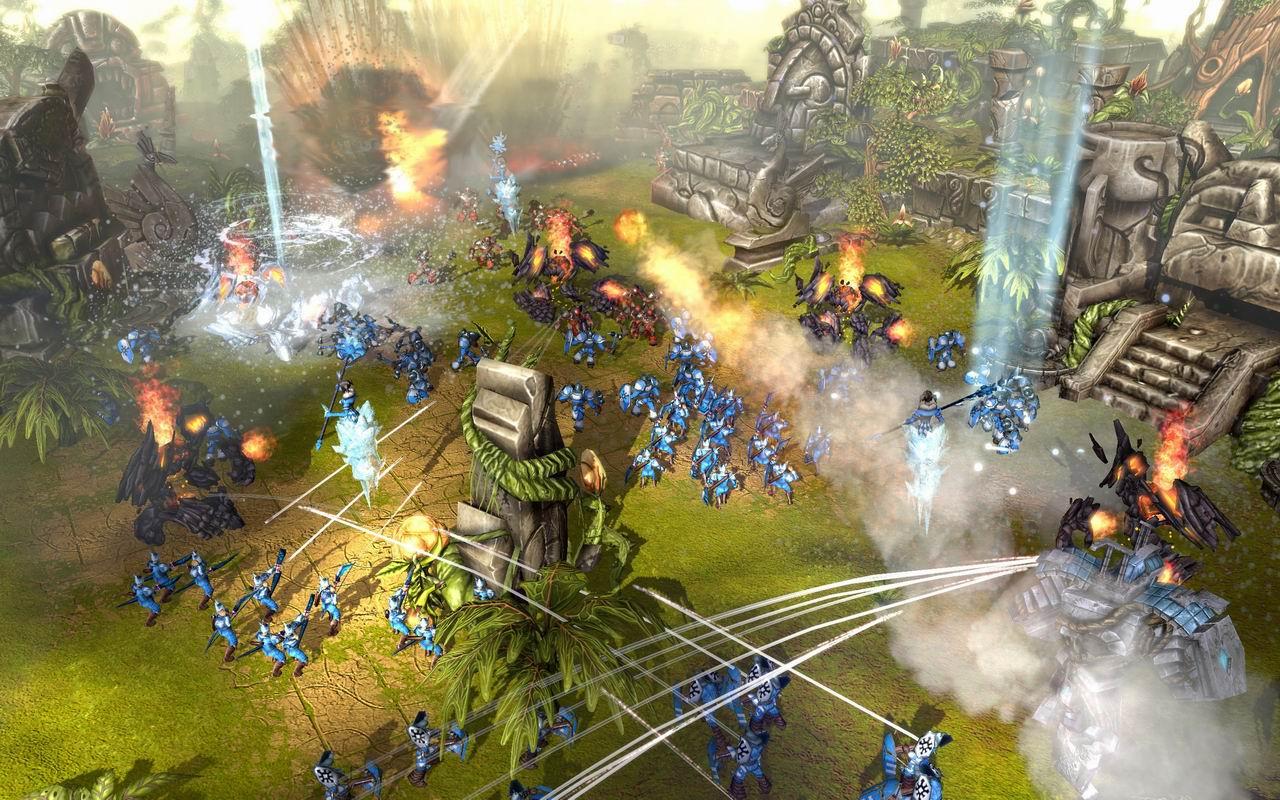 [13/05/2008] Zum kommenden Echtzeit-Strategie-Spiel Battleforge von den Machern von Spellforce gibt es erstes Bildmaterial. Bis auf einen „Sandkasten“-Modus ist es ein reines Online-Spiel, bei dem man sich aus „Decks“ aus Karten zusammenstellt, die man bei Bedarf ausspielt und die entsprechende Einheit dann bekommt. Die Engine unterstützt DX10, aber nur zur Beschleunigung gegenüber DX9 (bei gleicher Optik). Die Engine kann auch DX10.1 nutzen, aktuell aber noch keine speziellen Effekte o.ä.