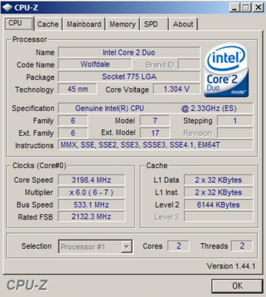 [14/05/2008] C2D E8100: Übertaktet auf knapp 3,2 GHz (Bild: Xtreview)