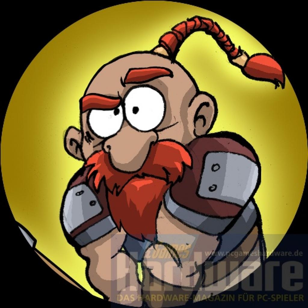 [02/05/2008] Bei jeder Premium-Ausgabe ist einer von zehn WoW-Ansteckern dabei. Motiv: Zwerg (Bild: PCGH)