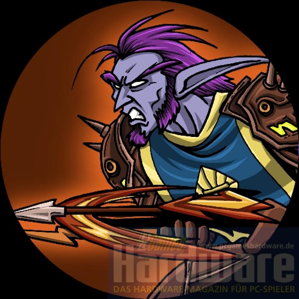 [02/05/2008] Bei jeder Premium-Ausgabe ist einer von zehn WoW-Ansteckern dabei. Motiv: Nachtelf (Bild: PCGH)