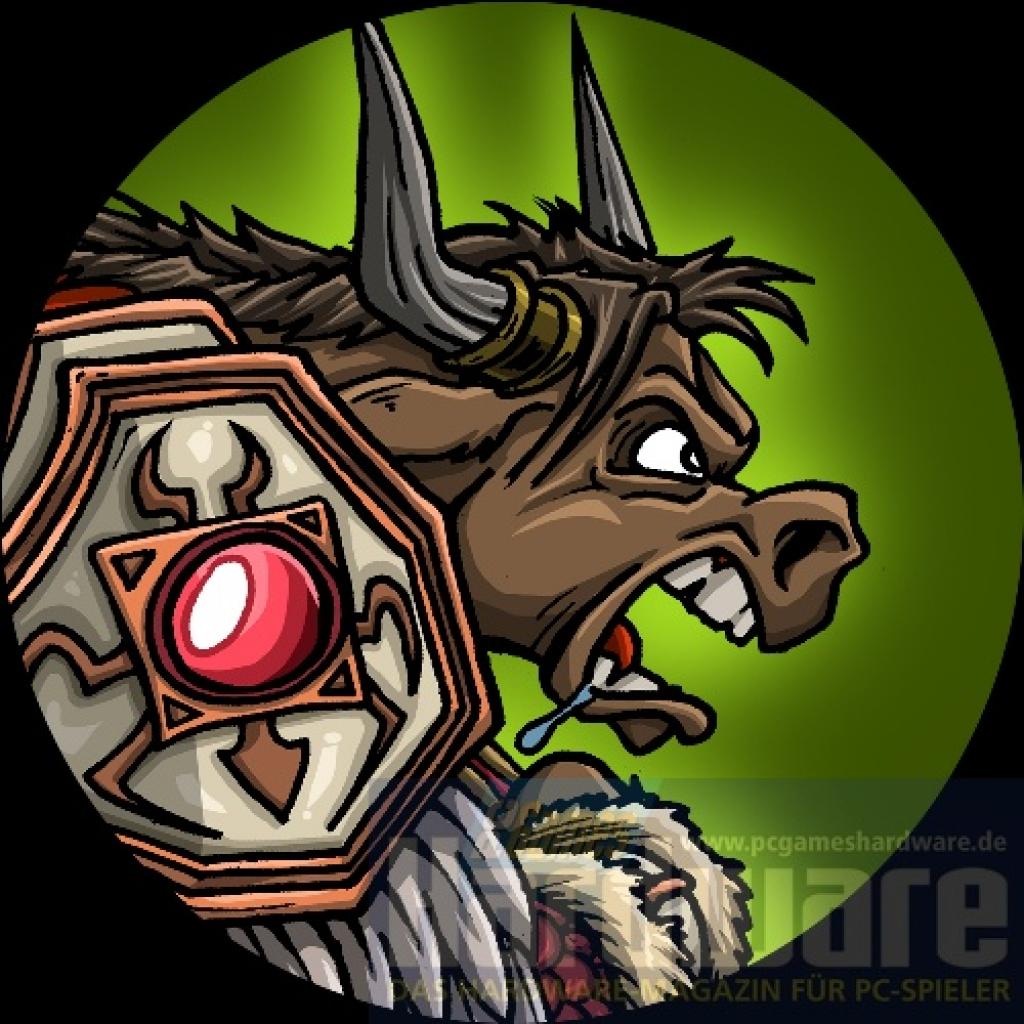[02/05/2008] Bei jeder Premium-Ausgabe ist einer von zehn WoW-Ansteckern dabei. Motiv: Taure (Bild: PCGH)