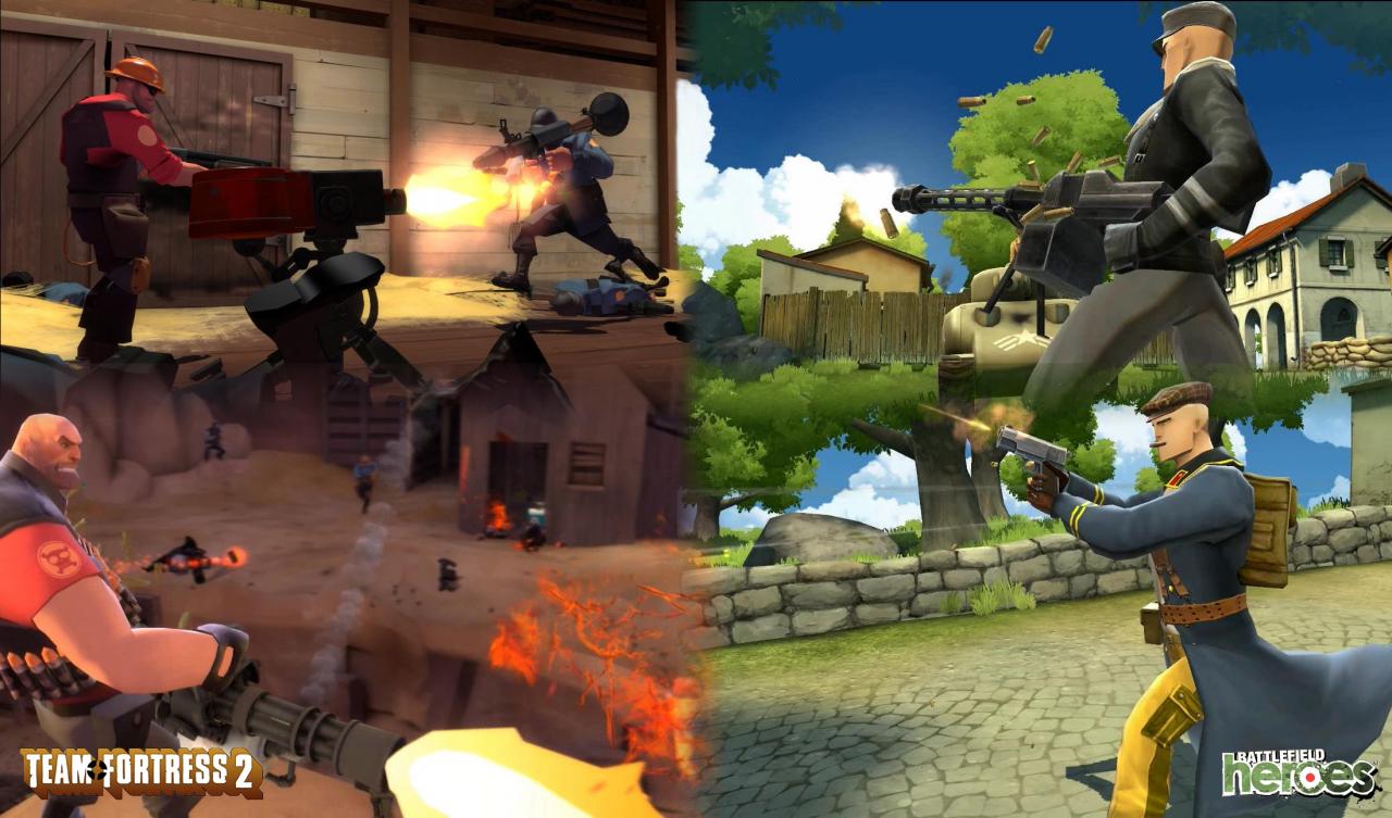 [11/05/2008] Die Kollegen von pcgames.de vergleichen den Comic-Look von Team Fortress 2 mit Battlefield Heroes. Zwei Bilder finden Sie in der Galerie, der Rest direkt bei pcgames.de.