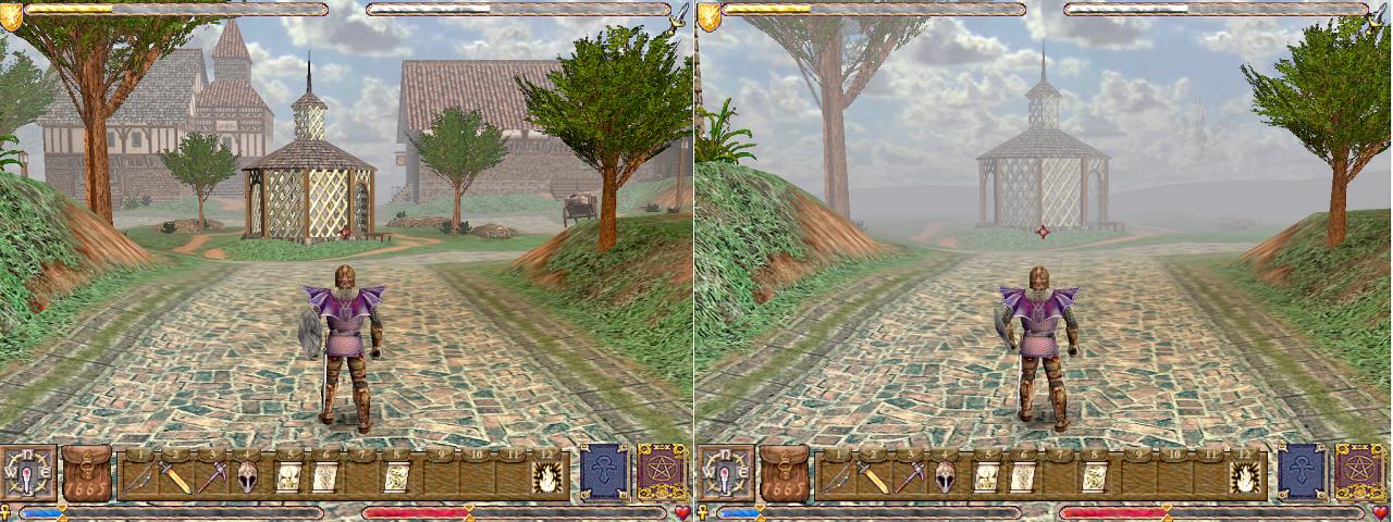 [07/05/2008] FOG Die Unterschiede in der Nebelintensität zeigen gravierend unterschiedliche Spielebilder in Ultima IX.