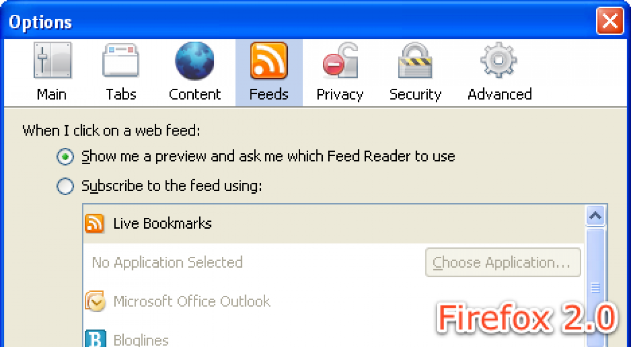 [18/06/2008] Im Firefox 2.0 ist das Kategorien-System nun horizontal angeordnet.