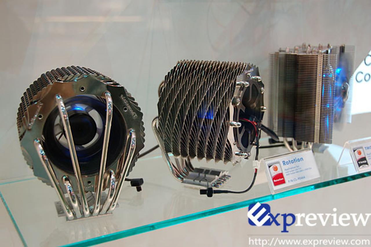 [06/06/2008] Thermaltake: Die Rotation-Serie setzt auf ein eher ungewöhnliches Design und massiv anmutende Kühlrippen (Bild: Expreview.com)