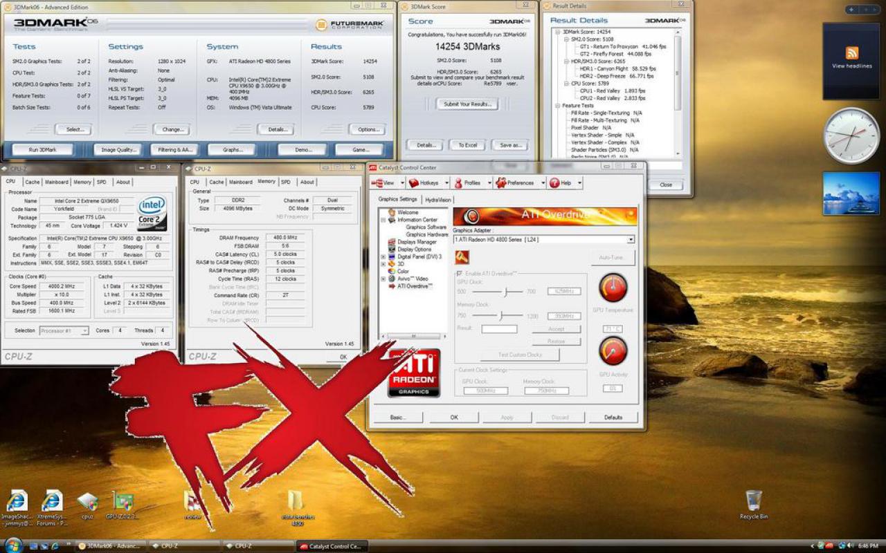 [14/06/2008] 14254 Punkte sind es im 3DMark06, ebenfalls mit Default-Einstellungen. (Bild: xtremesystems.org)