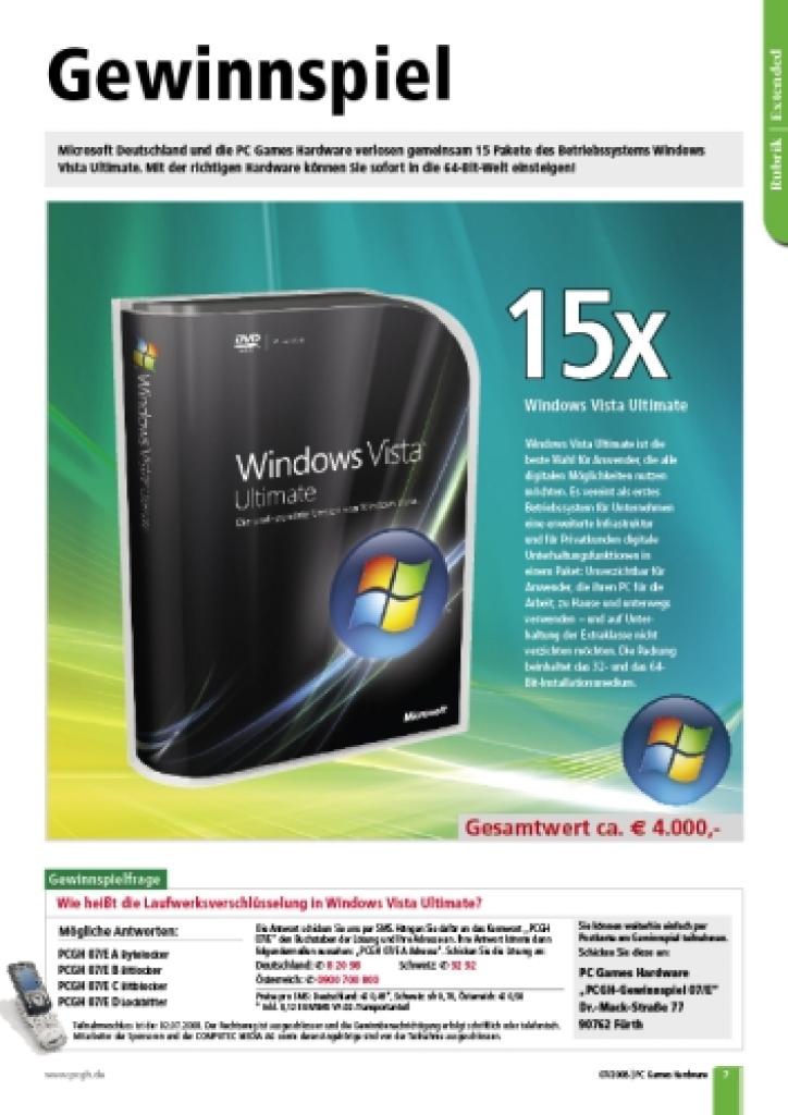 [02/06/2008] Gewinnspiel: 15x Windows Vista Ultimate (Bild: PCGH)