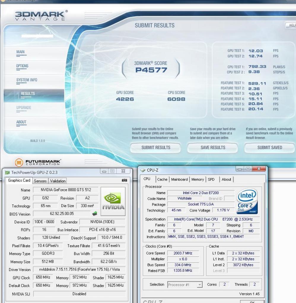[16/06/2008] Die Geforce 8800 GTS mit G92-Chip kommt nur auf 4577 Punkte. (Bild: 3DCenter)