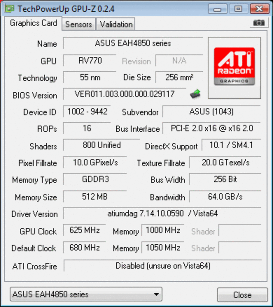 [24/06/2008] Radeon HD 4850 in GPU-Z (Bild: PCGH)