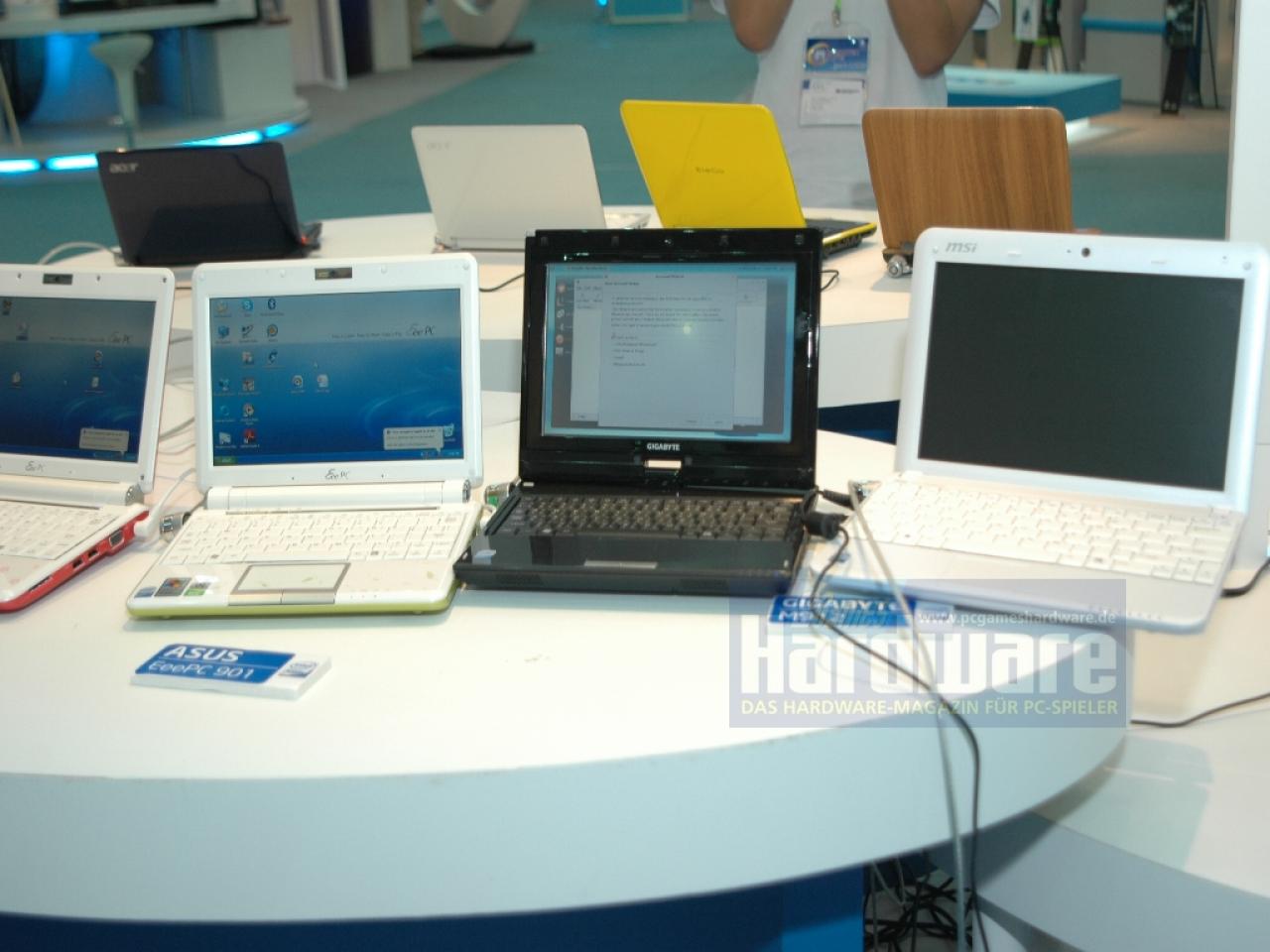 [06/06/2008] Asus EEE-PC 901, Gigabyte 912 ud MSI Wind-Notebook im direkten Größenvergleich
