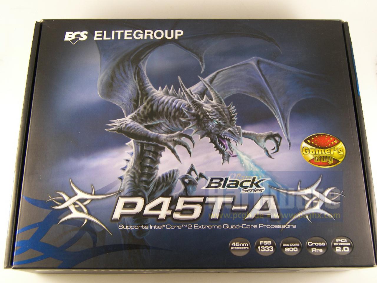 [10/06/2008] Elitegroup P45T-A: Das Motiv auf der Verpackung soll wahrscheinlich sowohl asiatischen als auch westlichen Käufern gefallen. (Bild: PCGH)