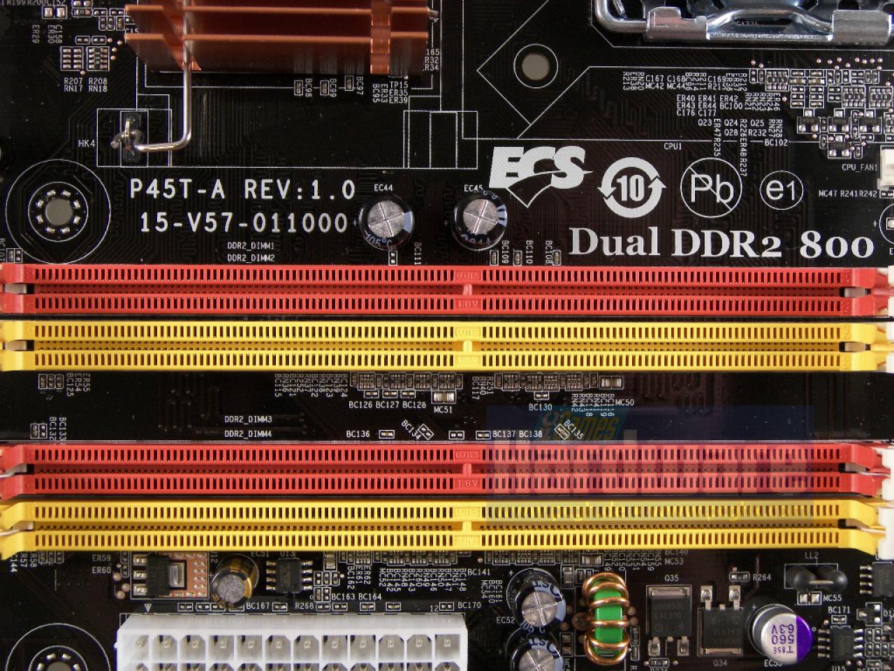 [10/06/2008] Elitegroup P45T-A: Offiziell unterstützt die Platine nur DDR2-800 - das entspricht der Intel-Spezifikation. (Bild: PCGH)
