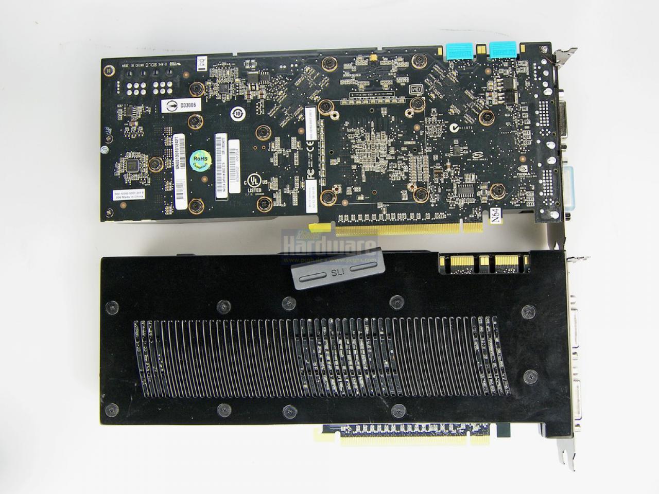 [15/06/2008] Geforce GTX280 im PCGH-Test: Rückseite im Vergleich zur 9800 GTX (Bild: PCGH)
