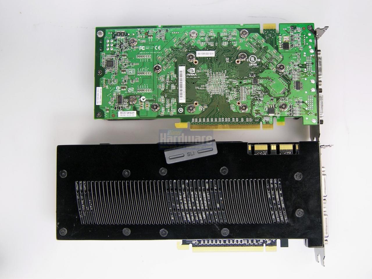 [15/06/2008] Geforce GTX280 im PCGH-Test: Rückseite im Vergleich zur 8800 GTS/512 (Bild: PCGH)